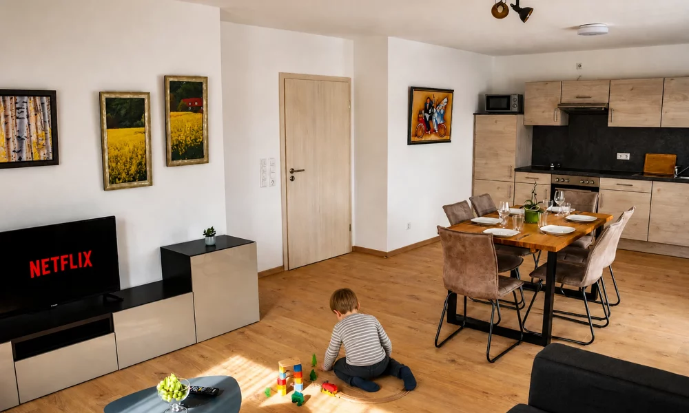 Wohnesszimmer & Küche - modernes Sideboard, Tisch mit Stühlen