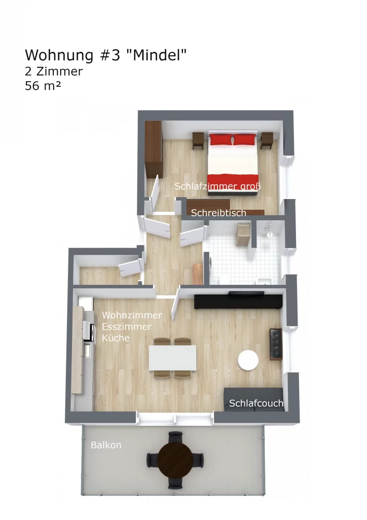 2-room apartment near Legoland Germany – living and dining area
