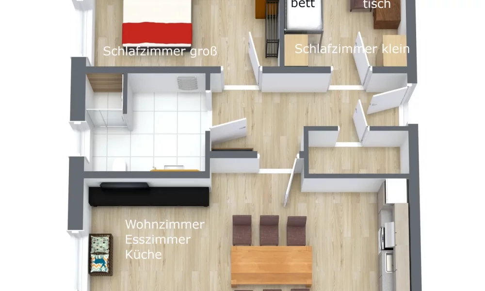 möblierter Raumplan Wohnung Wohnung2 Günz